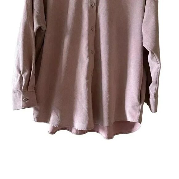 Zara Oversized Corduroy Button Down Shirt Blush Pink, SZ M# 1822 - Picture 8 of 15